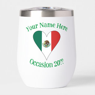 Mexican Heart Flag Green Personalised Text 