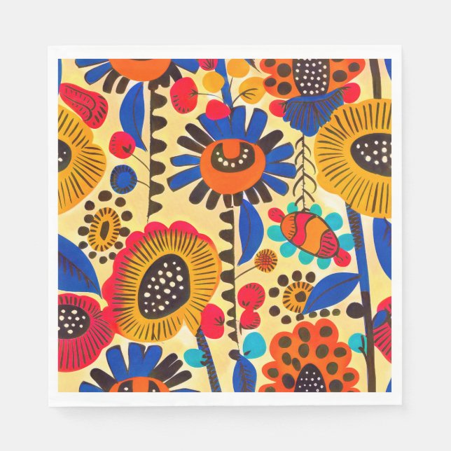 Mexican Heritage Floral Print Napkin (Front)
