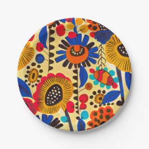 Mexican Heritage Floral Print Paper Plate
