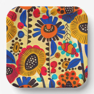 Mexican Heritage Floral Print Paper Plate