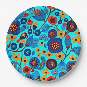 Mexican Heritage Floral Print Paper Plate