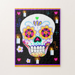 Mexican Holiday Day Of The Dead Sugar Skull   Jigsaw Puzzle