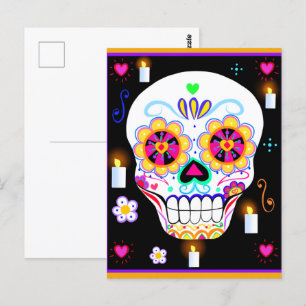 Mexican Holiday Day Of The Dead Sugar Skull Postcard