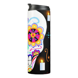 Mexican Holiday Day Of The Dead Sugar Skull Thermal Tumbler