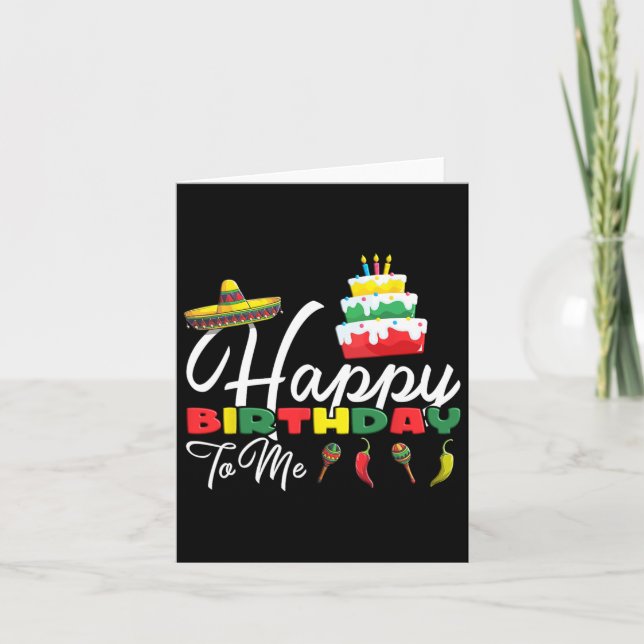 Mexican Holliday Sombrero Cute Cake Happy Birthday Card (Front)