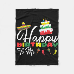 Mexican Holliday Sombrero Cute Cake Happy Birthday Fleece Blanket