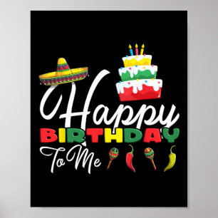 Mexican Holliday Sombrero Cute Cake Happy Birthday Poster