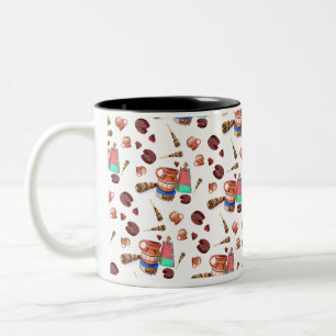 Mexican Hot Chocolate Molinillo Whisk Pattern Note Two-Tone Coffee Mug