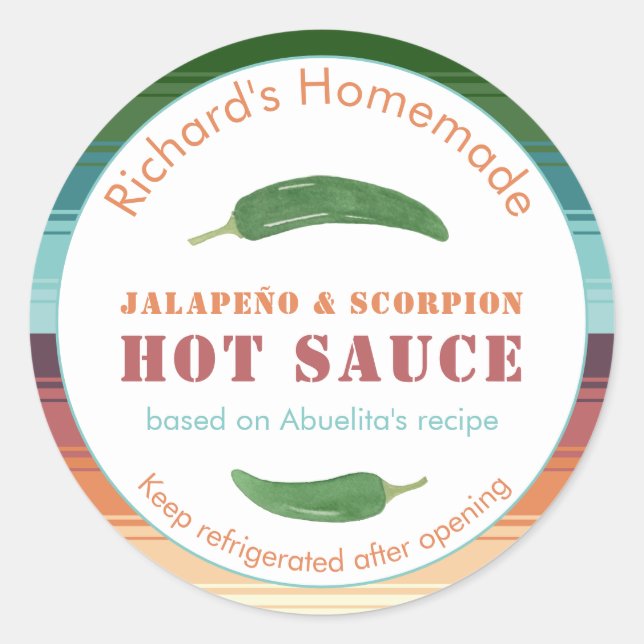Mexican Hot Sauce Or Spicy Salsa Jalapeno Labels (Front)