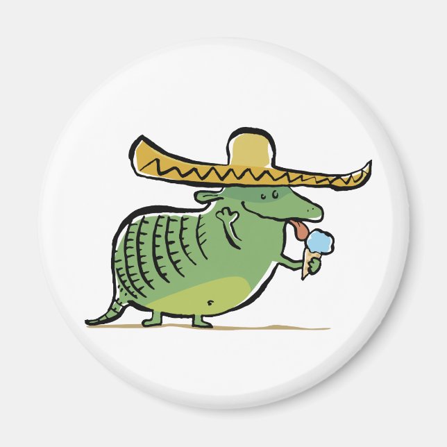 mexican ice cream loving armadillo magnet (Front)