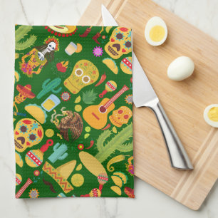 Mexican Icons Pattern Tea Towel