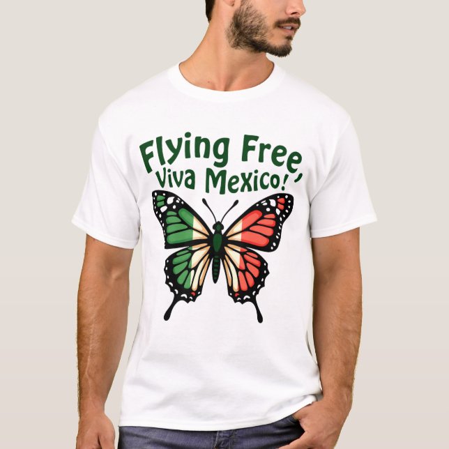 mexican independence day butterfly mexico T-Shirt (Front)
