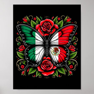 Mexican Independence Day Tee _ Mexico Butterfly Fl Poster