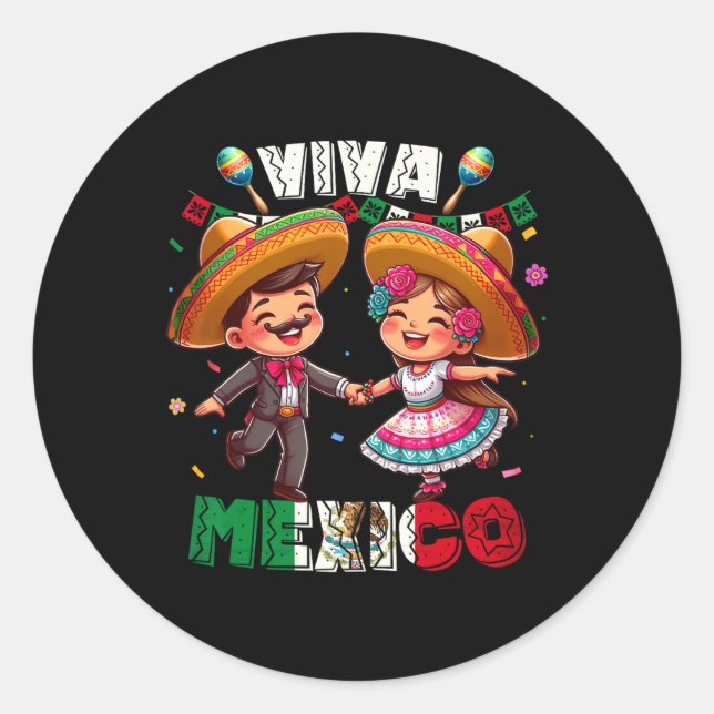 Mexican Independence Day Viva Mexico S Boys Girls  Classic Round Sticker (Front)