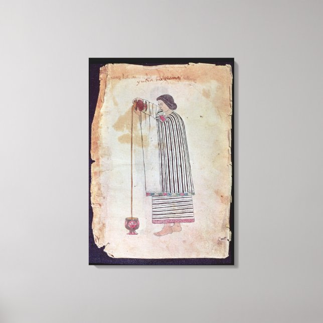 Mexican Indian Preparing Chocolate, from the Codex Canvas Print (Front)