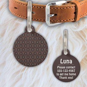 Mexican inspired Pattern in Brown Pet Tag