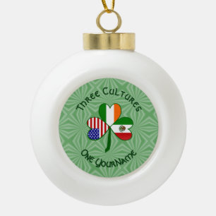Mexican Irish American Flag Shamrock Personalised Ceramic Ball Christmas Ornament