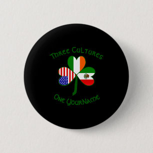 Mexican Irish American Flag Shamrock Personalized 6 Cm Round Badge