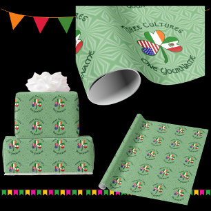 Mexican Irish American Shamrock Flag Wrapping Paper