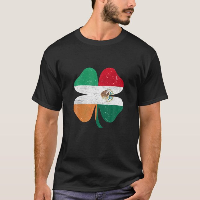 Mexican Irish Shamrock Mexico Ireland St. Patrick' T-Shirt (Front)