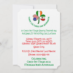Mexican Irish USA Flag Shamrock Cinco de Mayo Invitation