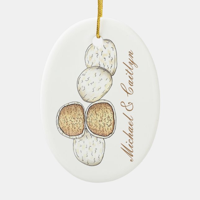 Mexican Italian Wedding Cookies Russian Teacakes Ceramic Tree Decoration (Front)