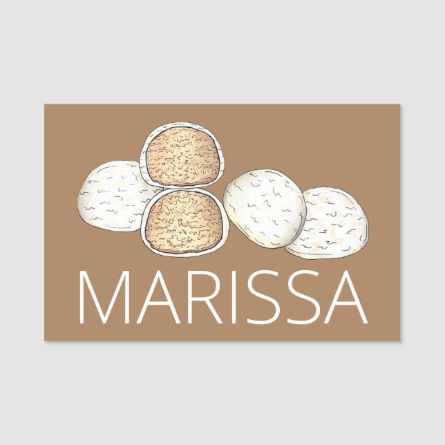 Mexican Italian Wedding Cookies Snowballs Bakery Name Tag (Front)