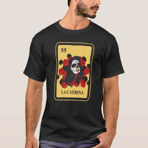 Mexican La Catrina Bingo Card Game Traditional Hal T-Shirt
