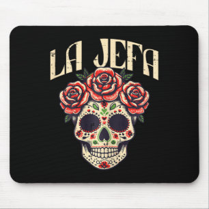 Mexican La Jefa Sugar Skull Cinco De Mayo Women Gi Mouse Mat