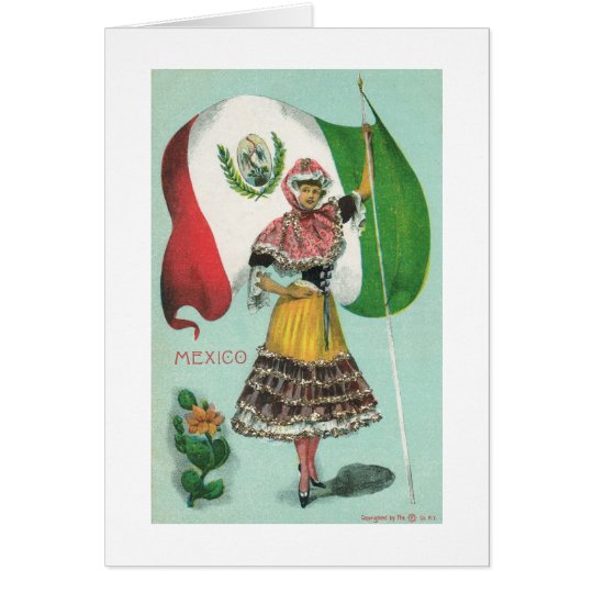 Mexican Lady & Flag-Early 1900's Card