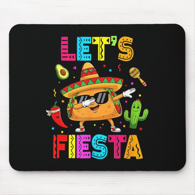 Mexican Lets Fiesta Funny Taco Dabbing Cinco De Ma Mouse Mat (Front)