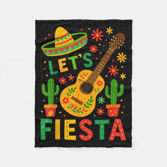 Mexican lets fiesta guitar cinco de mayo  fleece blanket (Front)