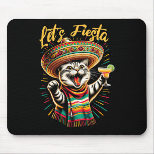 Mexican Let's Fiesta Sombrero Cat Cinco De Mayo Fu Mouse Mat