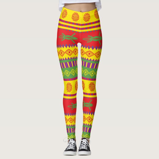 Mexican Lizard Pattern Leggings (Front)