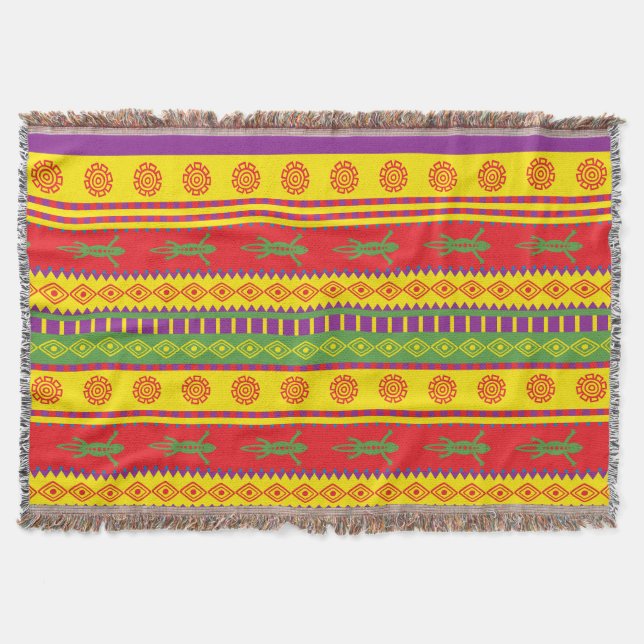 Mexican Lizard Pattern Throw Blanket (Front)