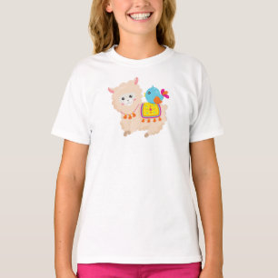 Mexican Llama, Cute Llama, Cute Alpaca, Blue Bird T-Shirt