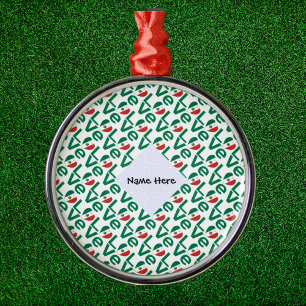Mexican LOVE Flag in Green Love Tiled Personalised Metal Tree Decoration