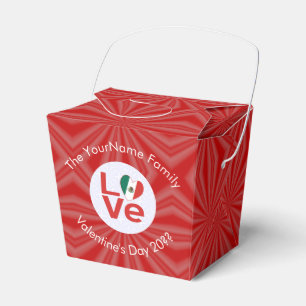 Mexican LOVE Heart Flag Valentine Personalised  Favour Box