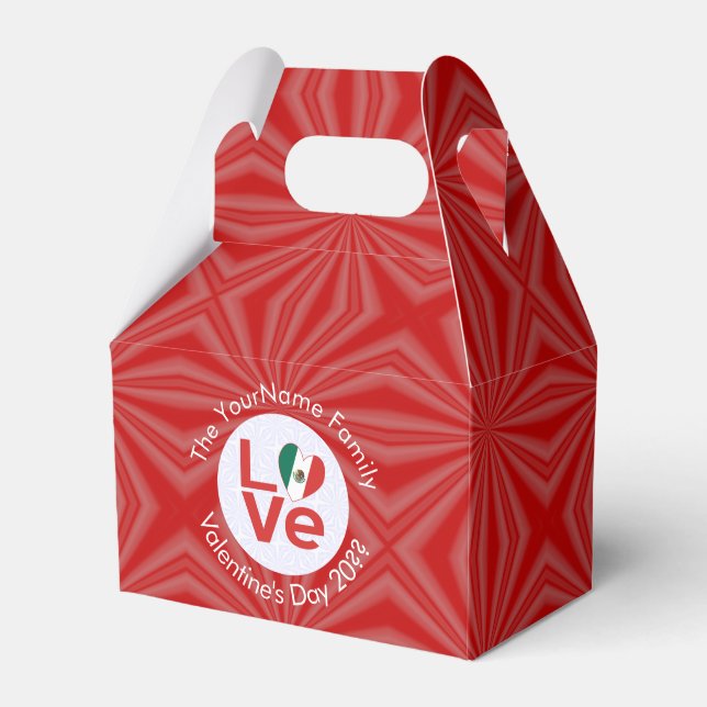 Mexican LOVE Heart Flag Valentine Personalised  Favour Box (Front Side)