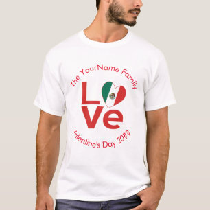 Mexican LOVE Heart Flag Valentine Personalised T-Shirt