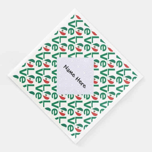 Mexican LOVE Tiled Green Napkin (Corner)