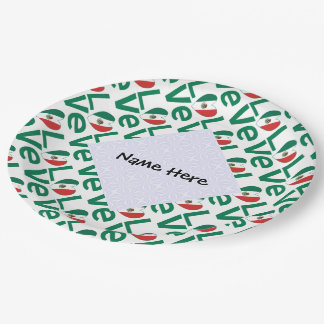 Mexican LOVE Tiled Green Paper Plate