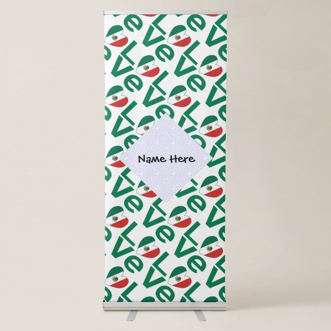 Mexican LOVE Tiled Green Retractable Banner (Front)