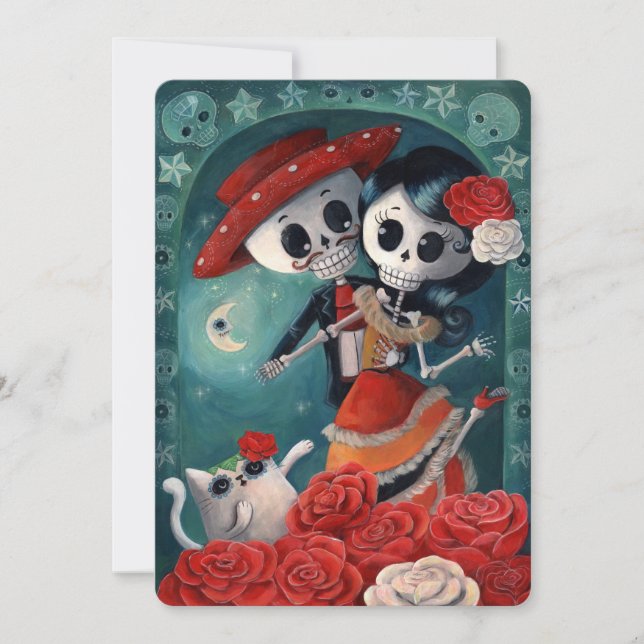 Mexican Lovers The Day of The Dead Invitations (Front)