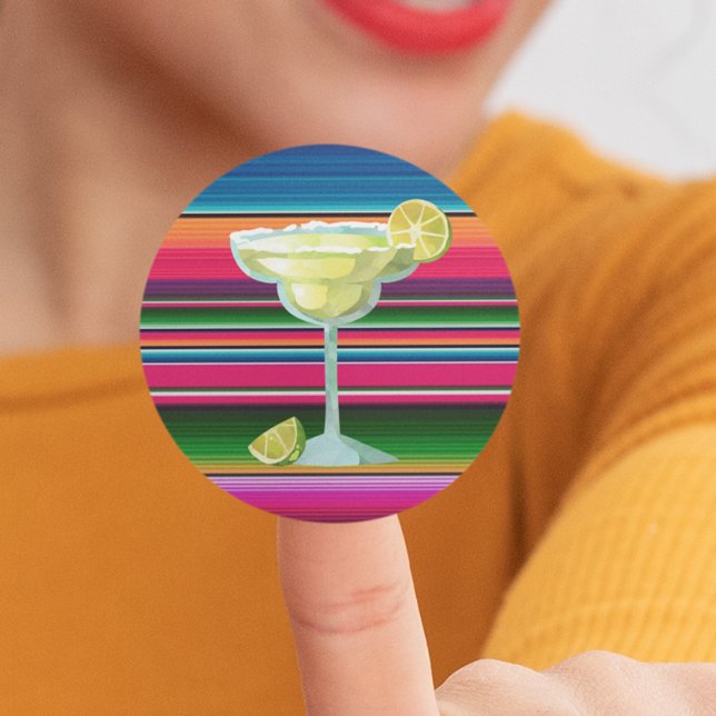 Mexican Margarita Blanket Sarape Limes Classic Round Sticker (Creator Uploaded)
