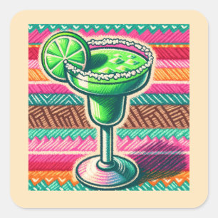 Mexican Margarita Colourful Fiesta Party Favours Square Sticker