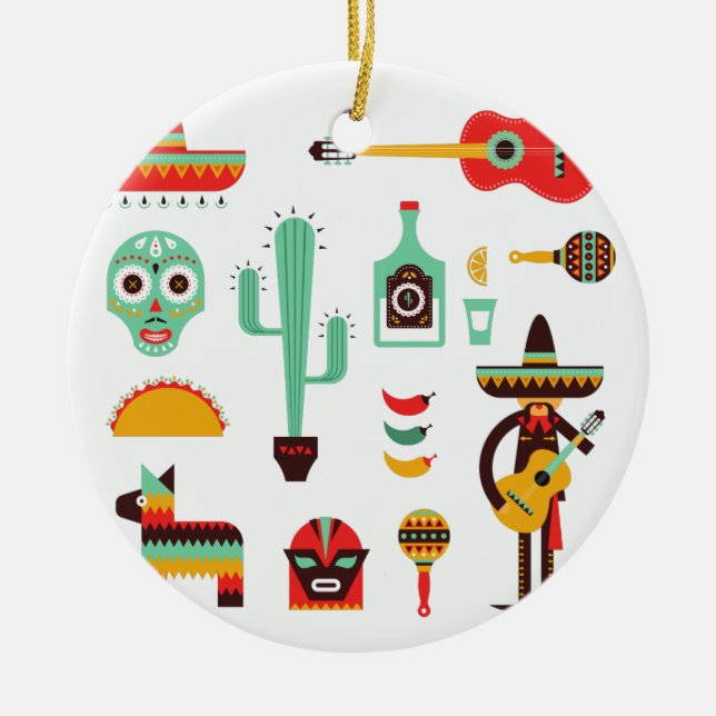 mexican mariachi ceramic tree decoration (Front)