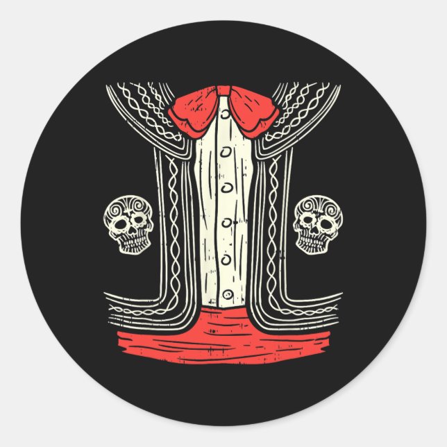 Mexican Mariachi Halloween Costume Mexico Suit Fie Classic Round Sticker (Front)