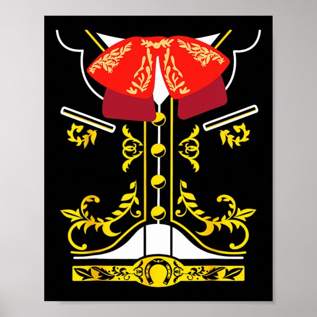 Mexican Mariachi Tee Charro Cinco De Mayo Hallowee Poster (Front)