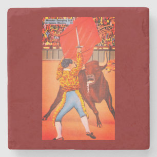 Mexican Matador Puts on Show, Raging Bull Stone Coaster
